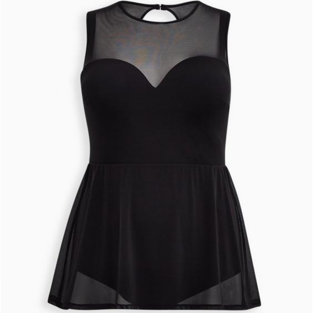 Torrid Underwire Short Mesh Overlay Swim Dress With Brief 2D/DD - Picture 2 of 3